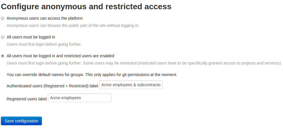 Admin of site access